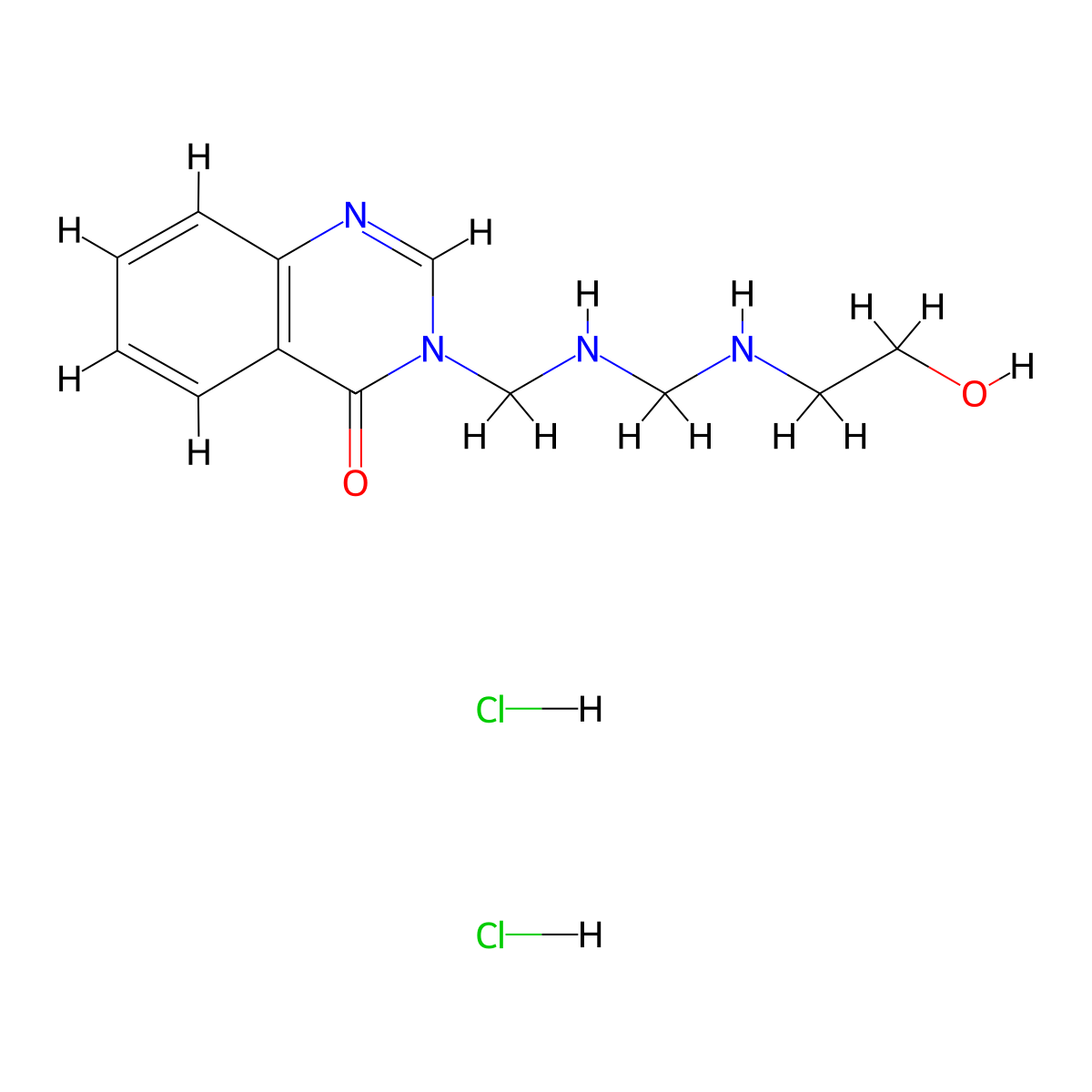 4(3H)-Quinazolinone, 3-(((((2-hydroxyethyl)amino)methyl)amino)methyl)-, dihydrochloride molecular structure, CAS 75159-20-5