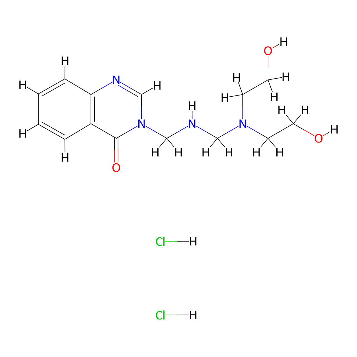 4(3H)-Quinazolinone, 3-((((bis(2-hydroxyethyl)amino)methyl)amino)methyl)-, dihydrochloride molecular structure, CAS 75159-21-6