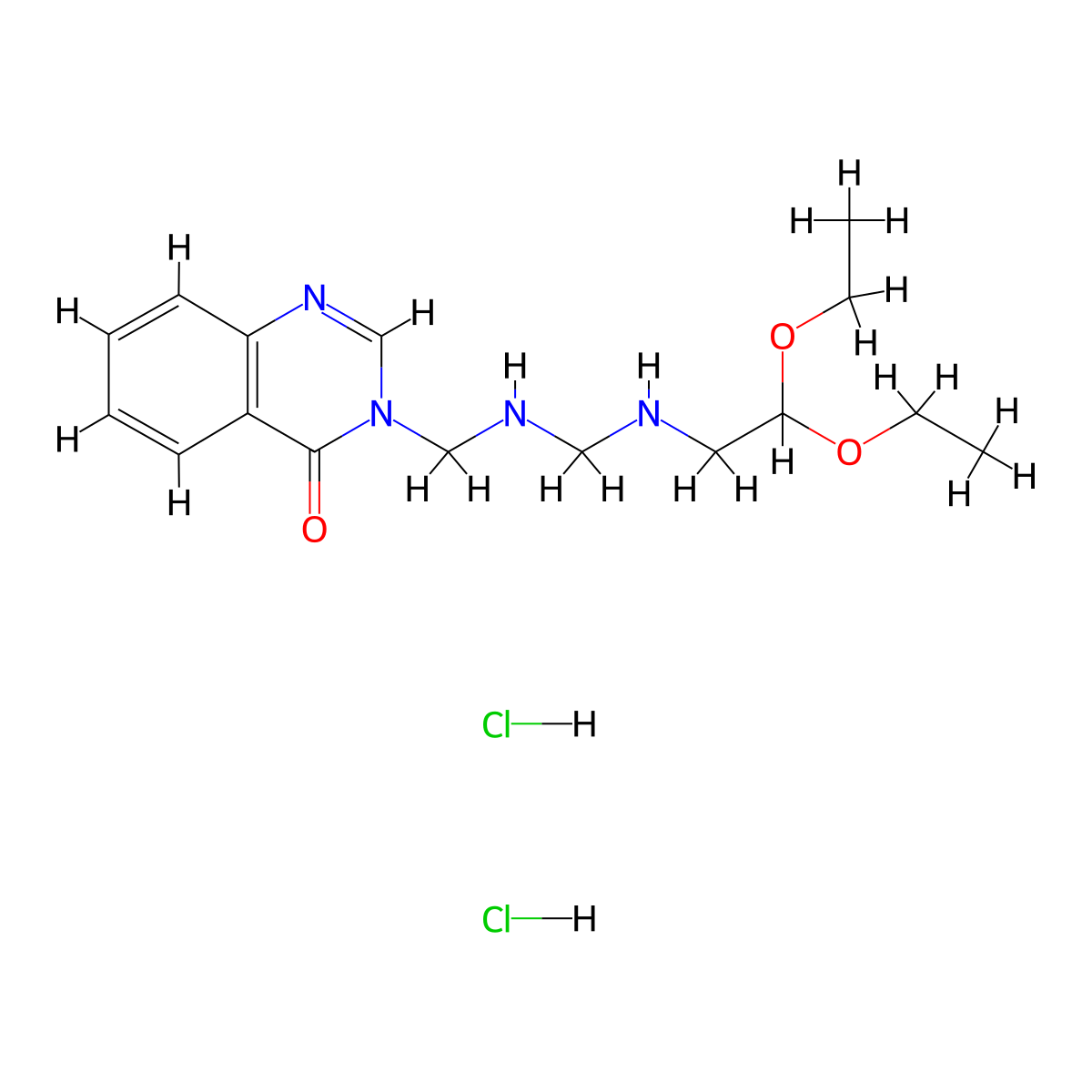 4(3H)-Quinazolinone, 3-(((((2,2-diethoxyethyl)amino)methyl)amino)methyl)-, dihydrochloride molecular structure, CAS 75159-25-0