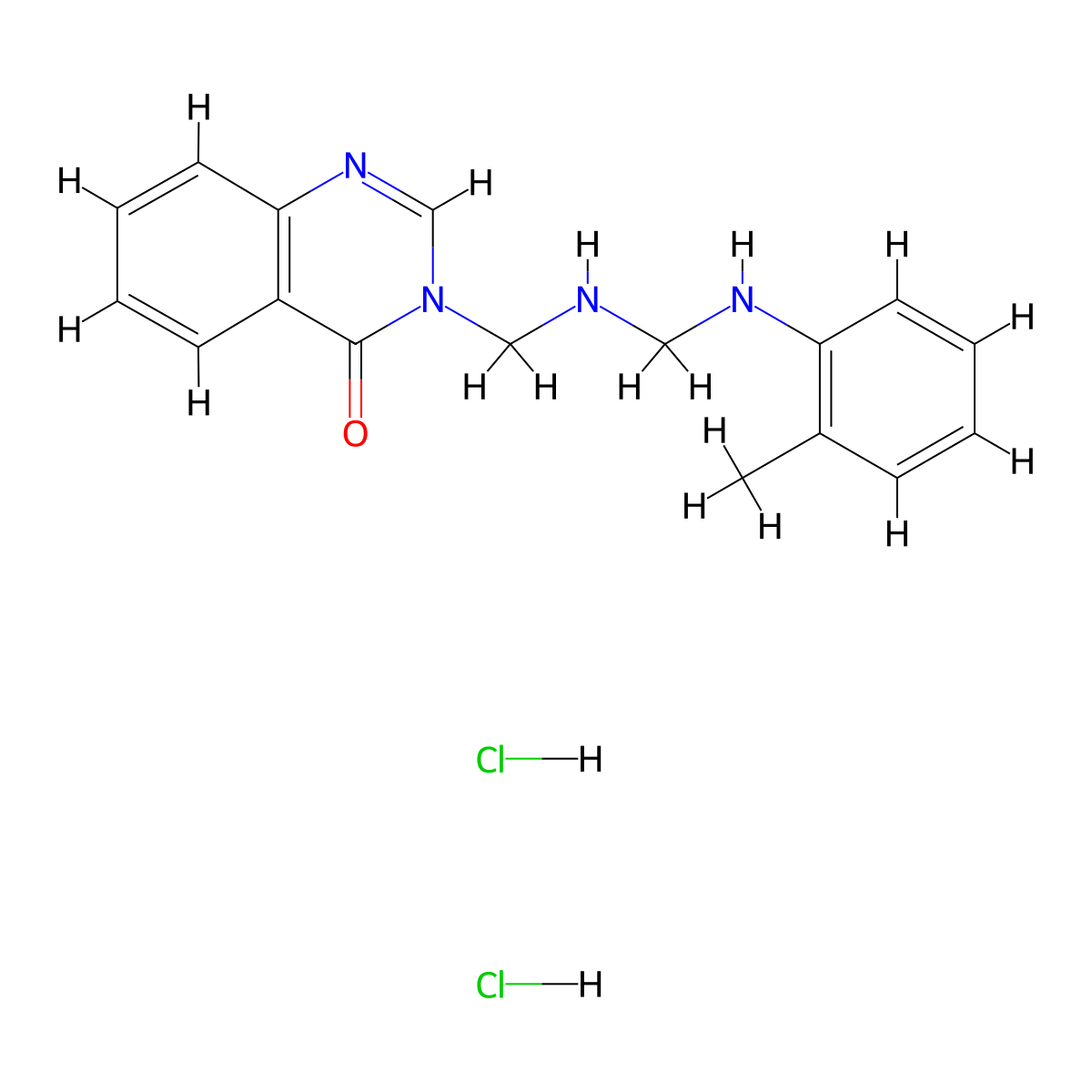 4(3H)-Quinazolinone, 3-(((((2-methylphenyl)amino)methyl)amino)methyl)-, dihydrochloride molecular structure, CAS 75159-28-3