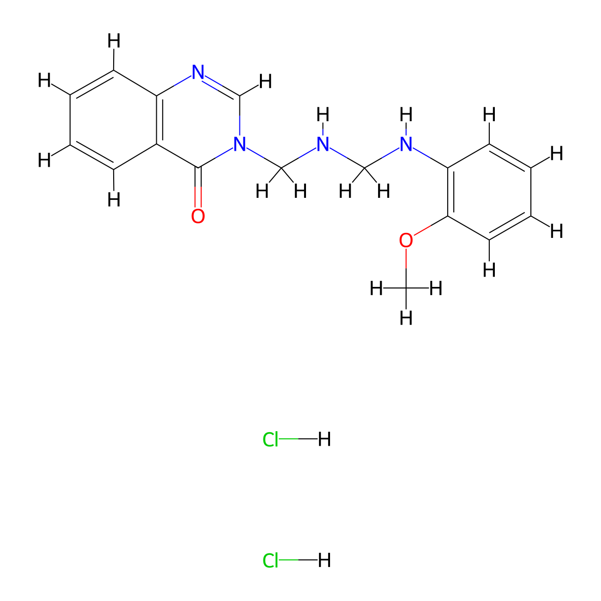 4(3H)-Quinazolinone, 3-(((((2-methoxyphenyl)amino)methyl)amino)methyl)-, dihydrochloride molecular structure, CAS 75159-30-7