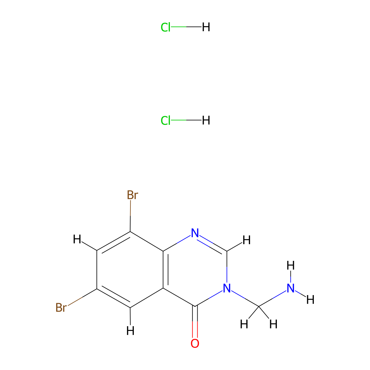 4(3H)-Quinazolinone, 3-(aminomethyl)-6,8-dibromo-, dihydrochloride molecular structure, CAS 75159-33-0