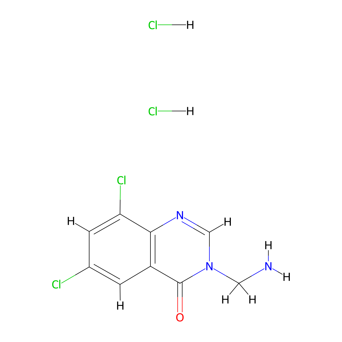 4(3H)-Quinazolinone, 3-(aminomethyl)-6,8-dichloro-, dihydrochloride molecular structure, CAS 75159-35-2