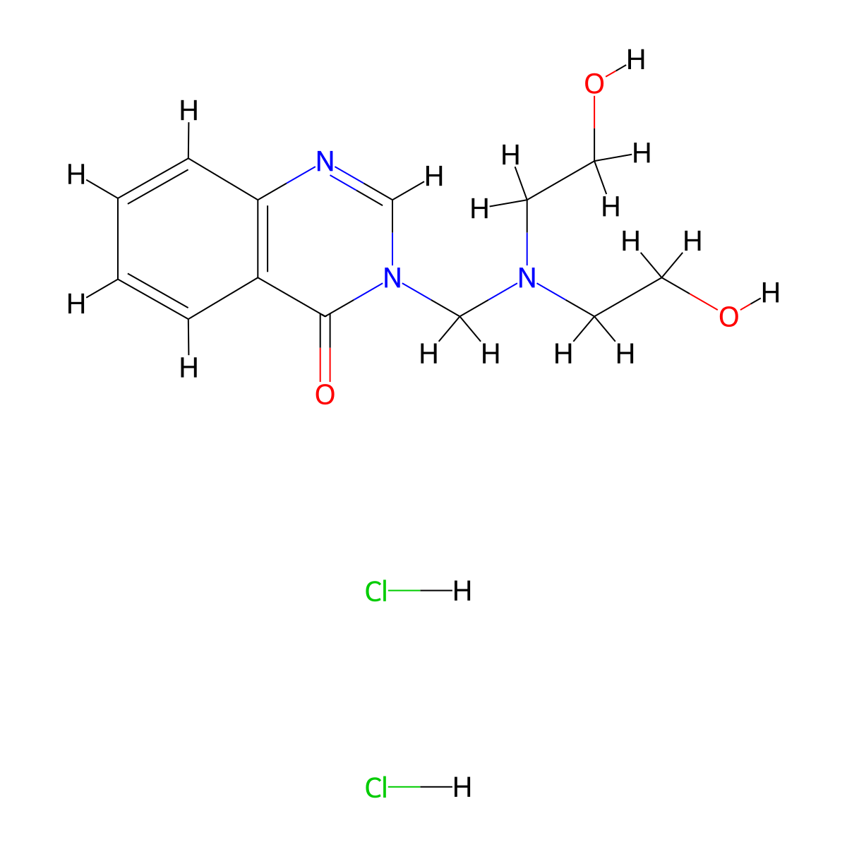 4(3H)-Quinazolinone, 3-((bis(2-hydroxyethyl)amino)methyl)-, dihydrochloride molecular structure, CAS 75159-41-0