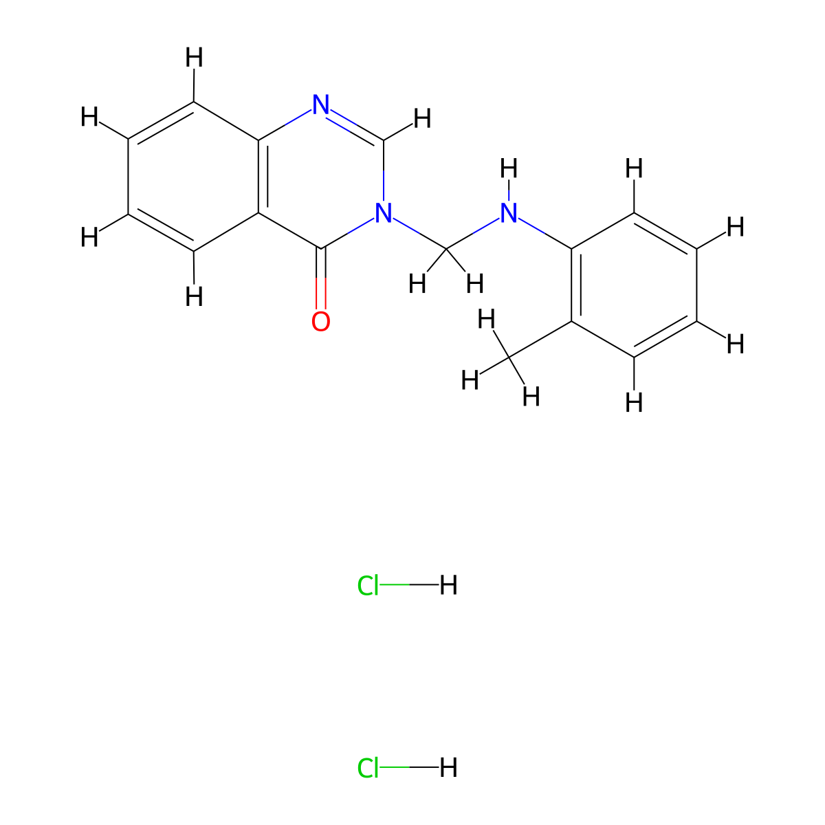 4(3H)-Quinazolinone, 3-(((2-methylphenyl)amino)methyl)-, dihydrochloride molecular structure, CAS 75159-49-8