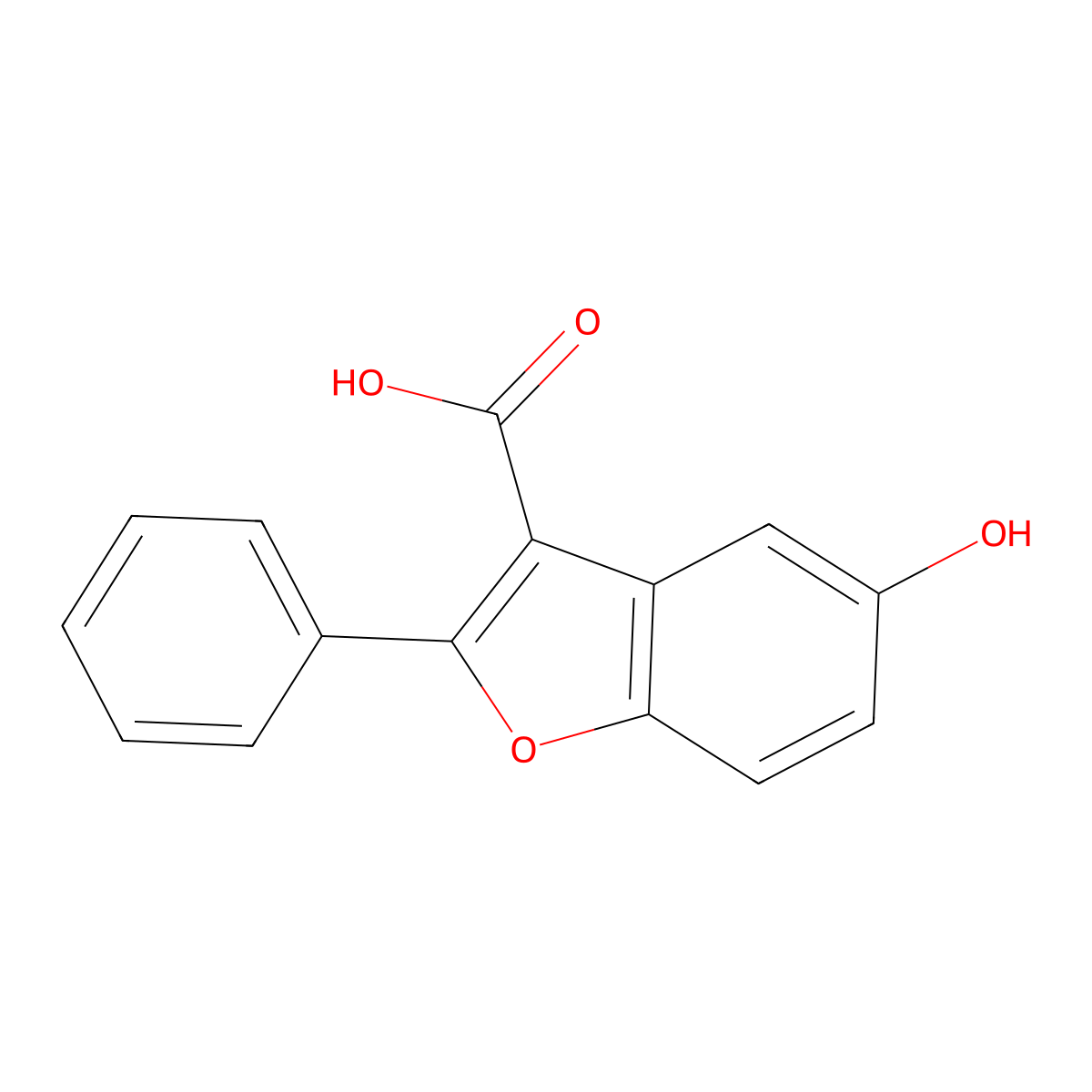 5-Hydroxy-2-phenyl-1-benzofuran-3-carboxylic acid molecular structure, CAS 75161-15-8