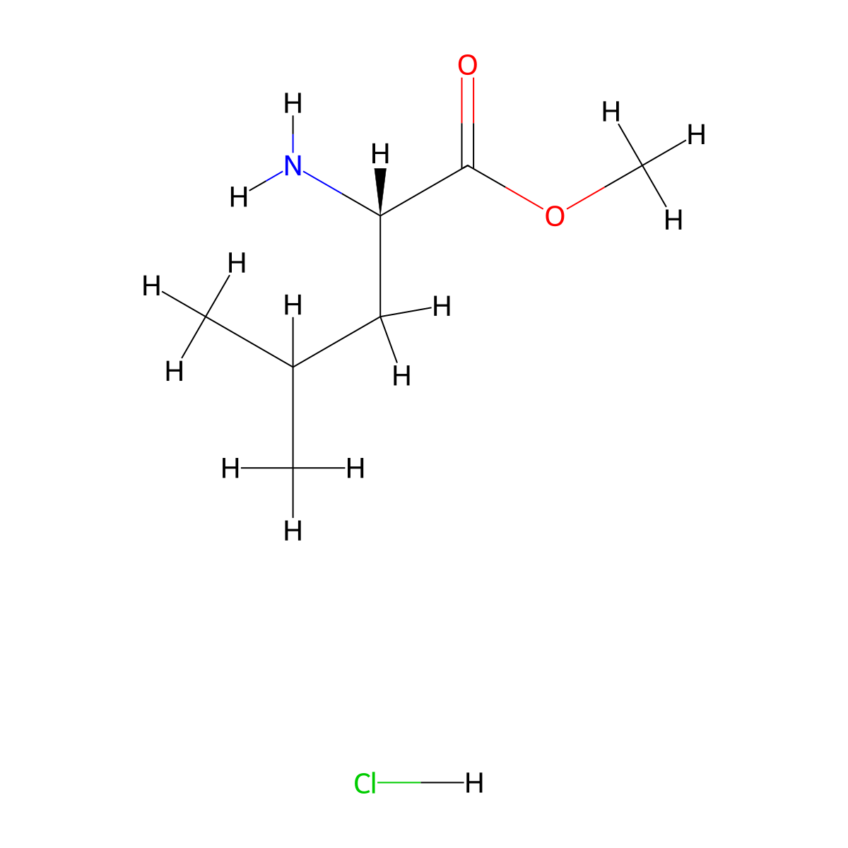 Leucine methyl ester hydrochloride molecular structure, CAS 7517-19-3