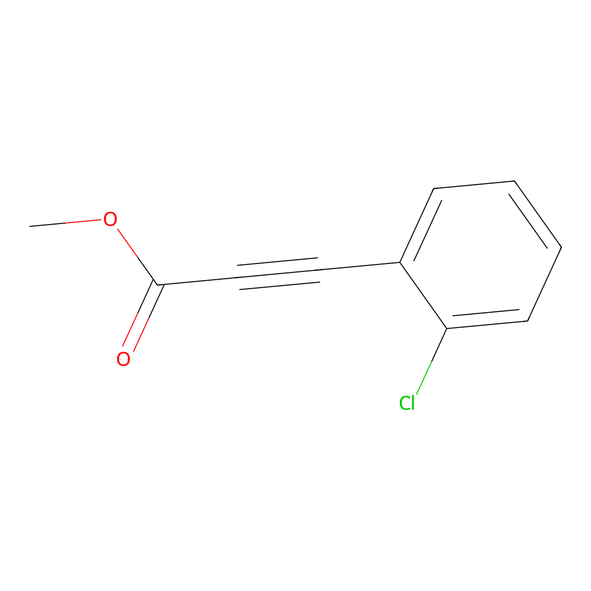 Methyl 3-(2-chlorophenyl)prop-2-ynoate molecular structure, CAS 7517-81-9