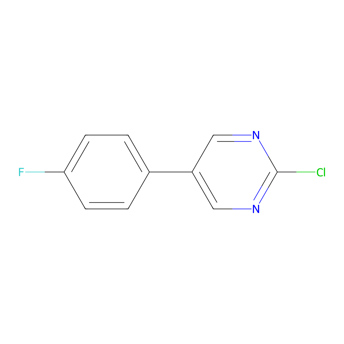 2-Chloro-5-(4-fluorophenyl)pyrimidine molecular structure, CAS 75175-39-2