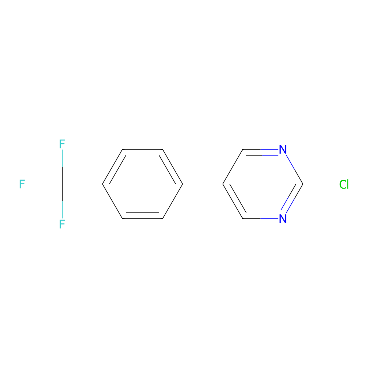 2-Chloro-5-(4-(trifluoromethyl)phenyl)pyrimidine molecular structure, CAS 75175-40-5