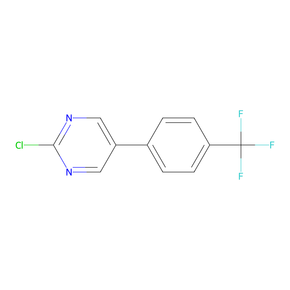 2-Chloro-5-(4-(trifluoromethyl)phenyl)pyrimidine molecular structure, CAS 75175-40-5