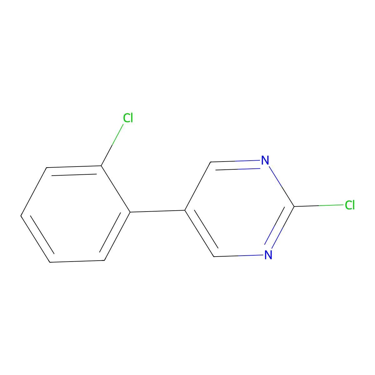 2-Chloro-5-(2-chlorophenyl)pyrimidine molecular structure, CAS 75175-41-6