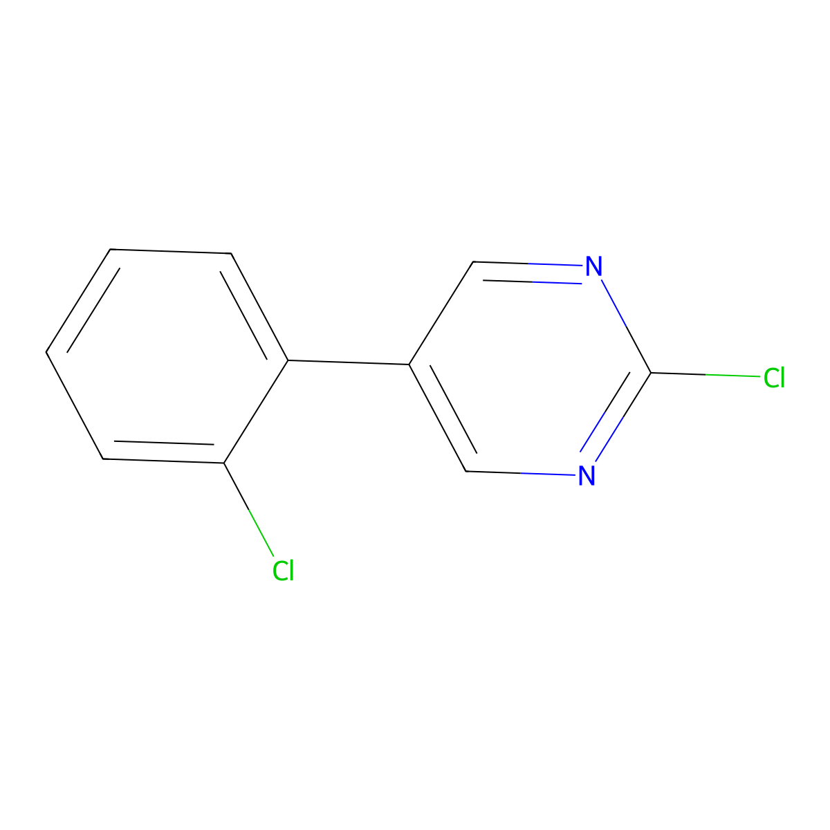 2-Chloro-5-(2-chlorophenyl)pyrimidine molecular structure, CAS 75175-41-6