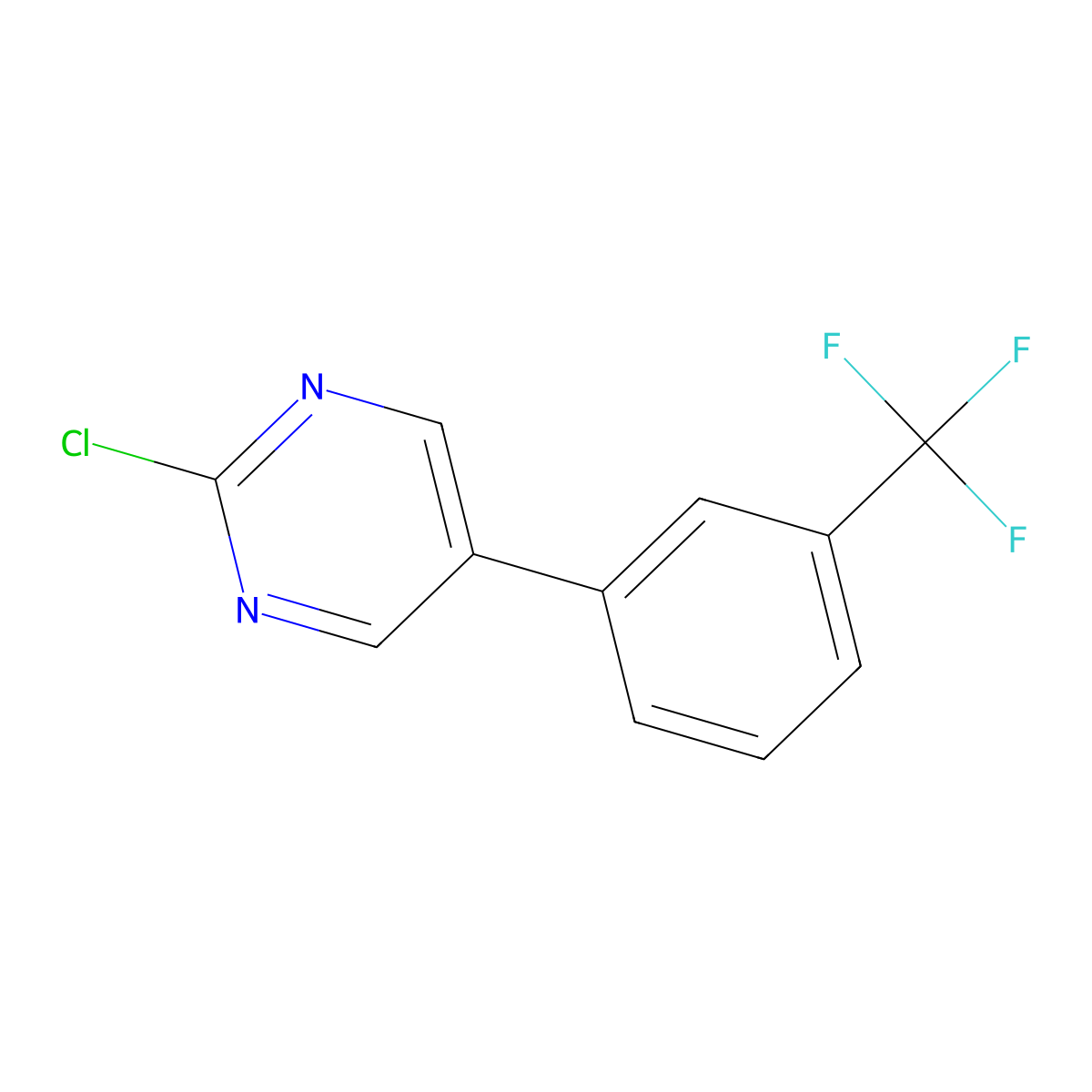 2-Chloro-5-(3-(trifluoromethyl)phenyl)pyrimidine molecular structure, CAS 75175-42-7