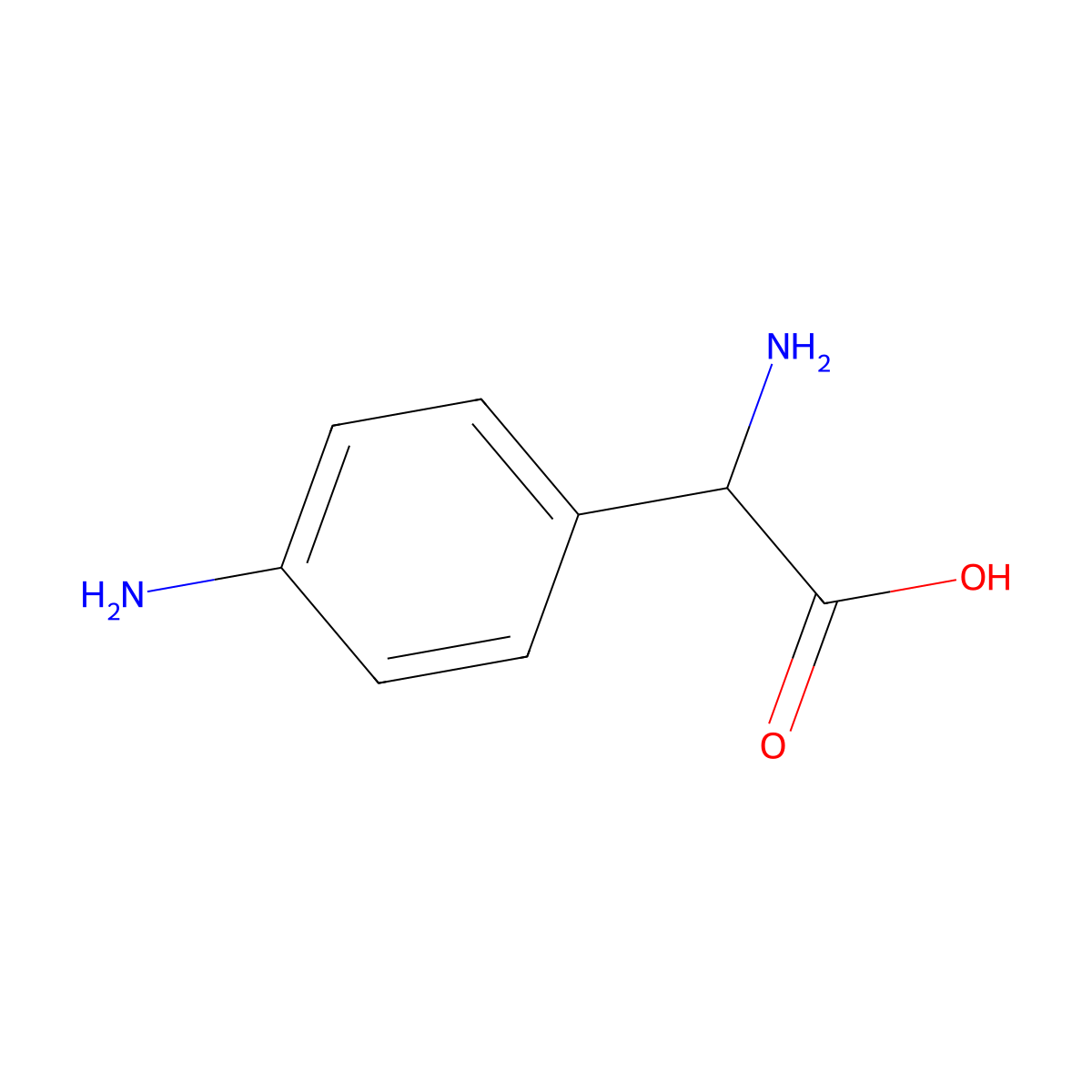 2-Amino-2-(4-aminophenyl)acetic acid molecular structure, CAS 75176-85-1