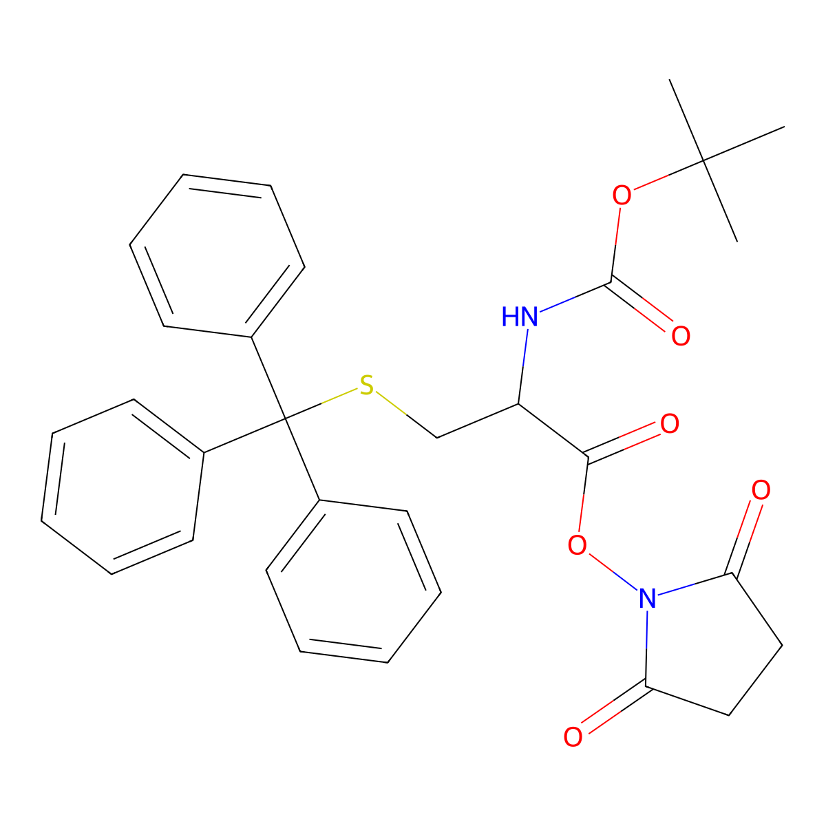 N-((1,1-Dimethylethoxy)carbonyl)-S-(triphenylmethyl)-L-cysteine 2,5-dioxo-1-pyrrolidinyl ester molecular structure, CAS 75179-29-2