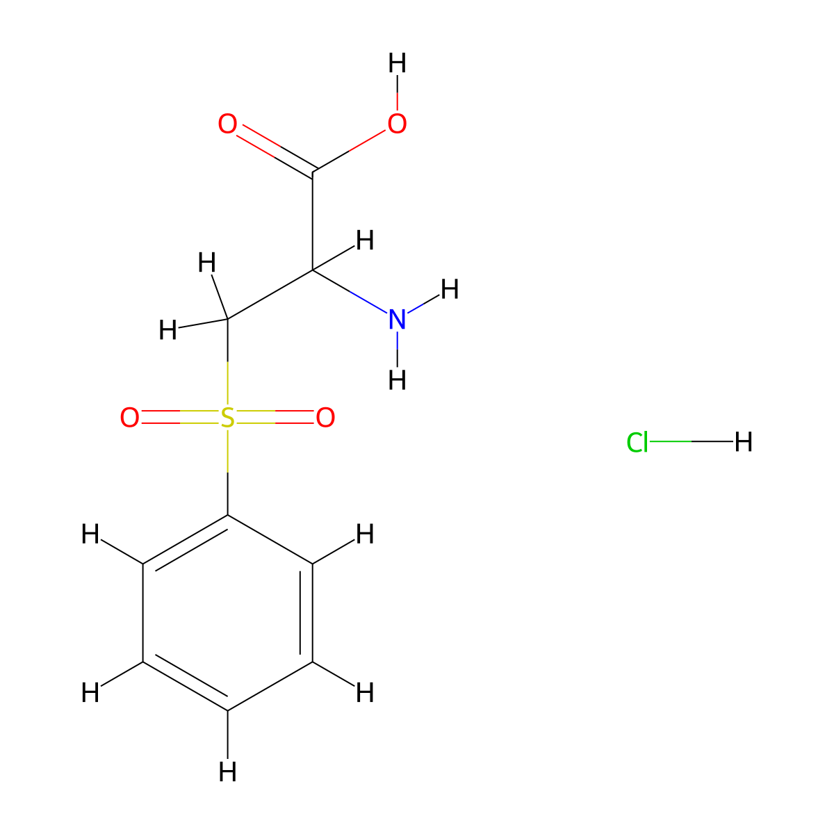 2-Amino-3-(benzenesulfonyl)propanoic acid;hydrochloride molecular structure, CAS 7518-90-3