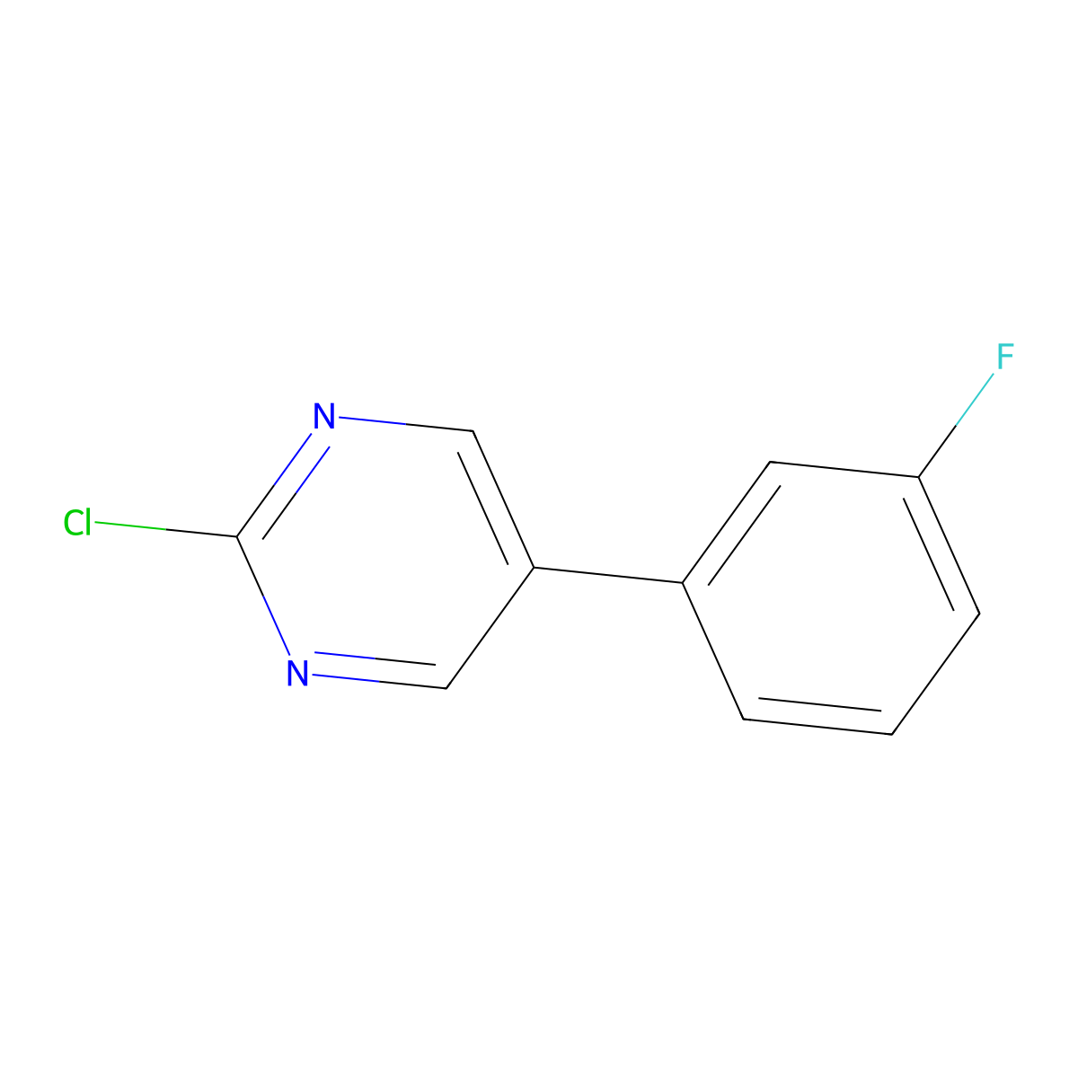 2-Chloro-5-(3-fluorophenyl)pyrimidine molecular structure, CAS 75185-49-8
