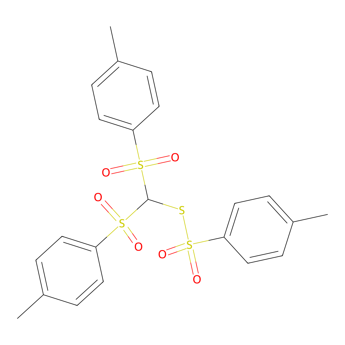 S-(Bis((4-methylphenyl)sulfonyl)methyl) 4-methylbenzenesulfonothioate molecular structure, CAS 75195-73-2