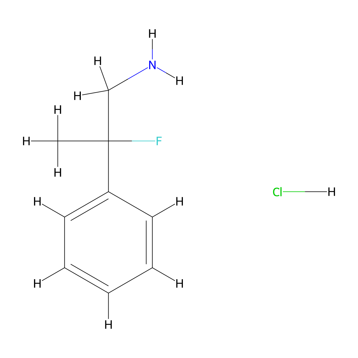 2-Fluoro-2-phenylpropan-1-aminehydrochloride molecular structure, CAS 75198-06-0