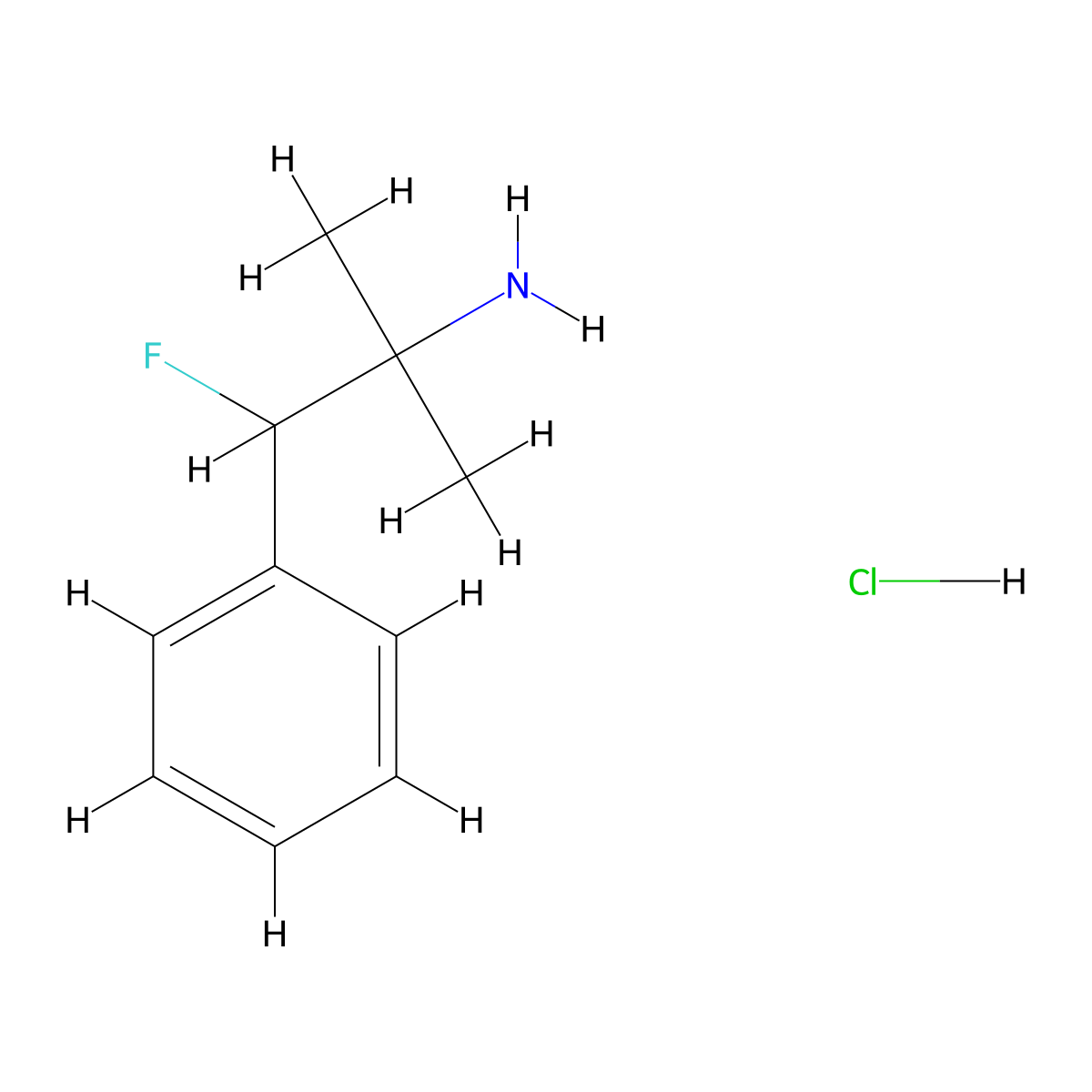 1-Fluoro-2-methyl-1-phenylpropan-2-amine hydrochloride molecular structure, CAS 75198-13-9