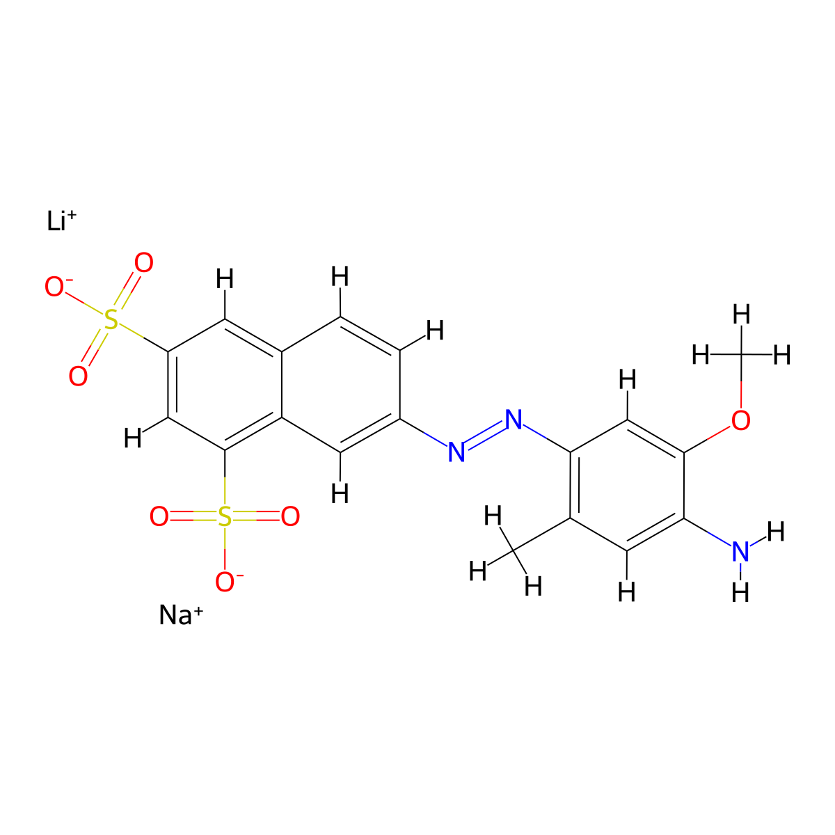 7-((4-Amino-5-methoxy-o-tolyl)azo)naphthalene-1,3-disulphonic acid, lithium sodium salt molecular structure, CAS 75198-79-7