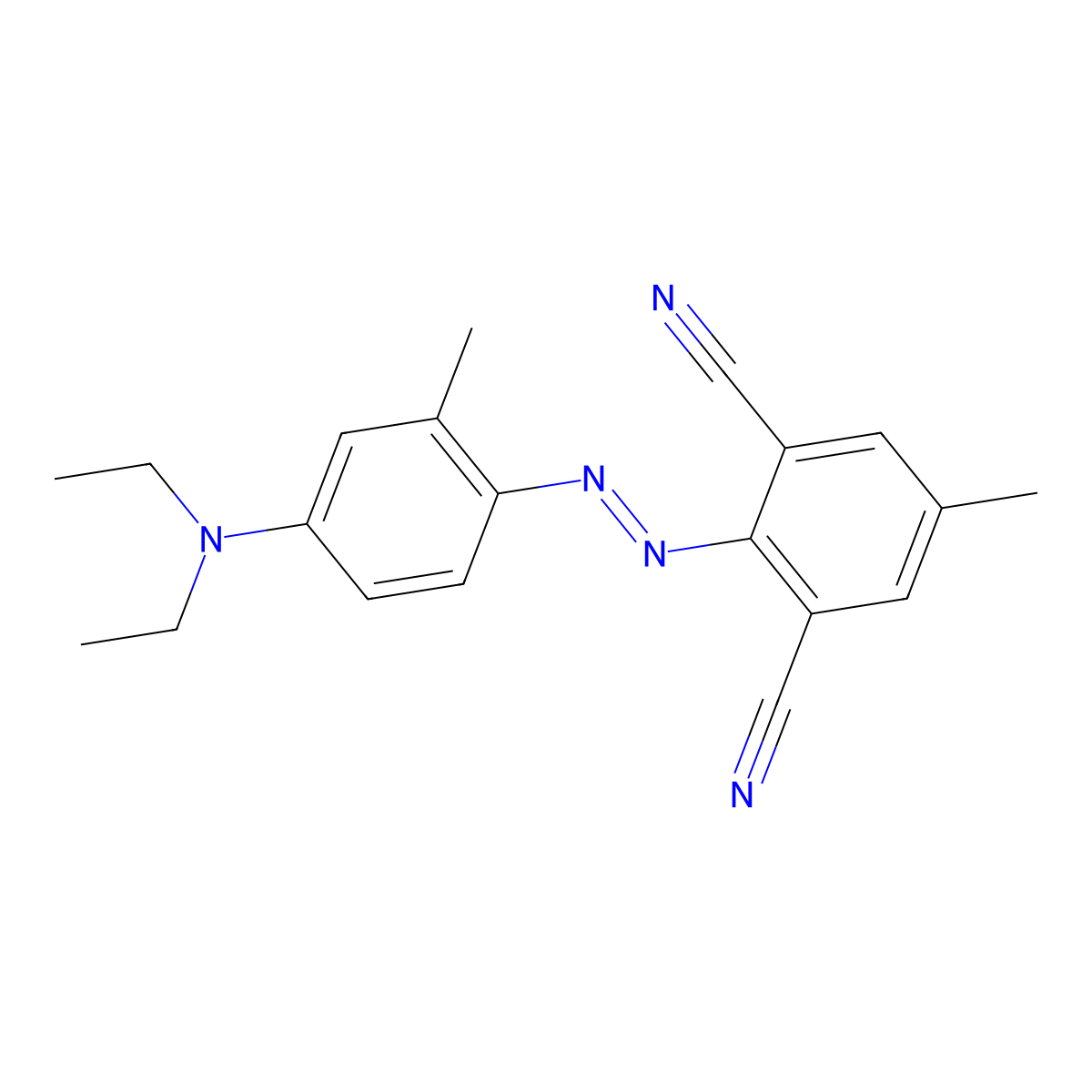 1,3-Benzenedicarbonitrile, 2-[2-[4-(diethylamino)-2-methylphenyl]diazenyl]-5-methyl- molecular structure, CAS 75198-96-8