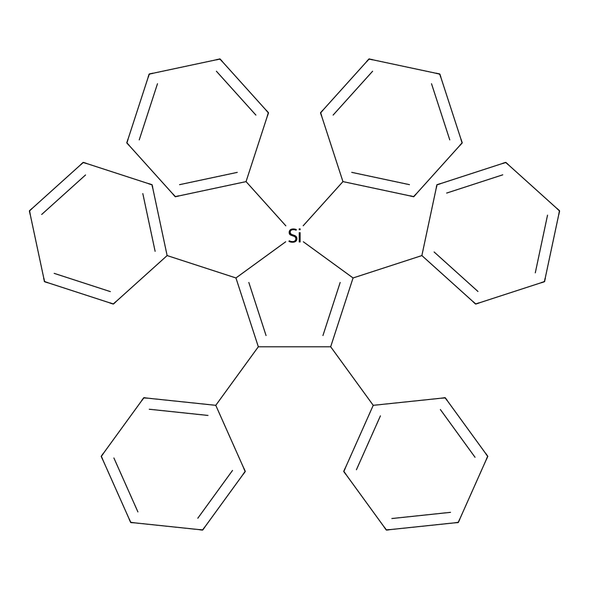 1,1,2,3,4,5-Hexaphenyl-1H-silole molecular structure, CAS 752-28-3