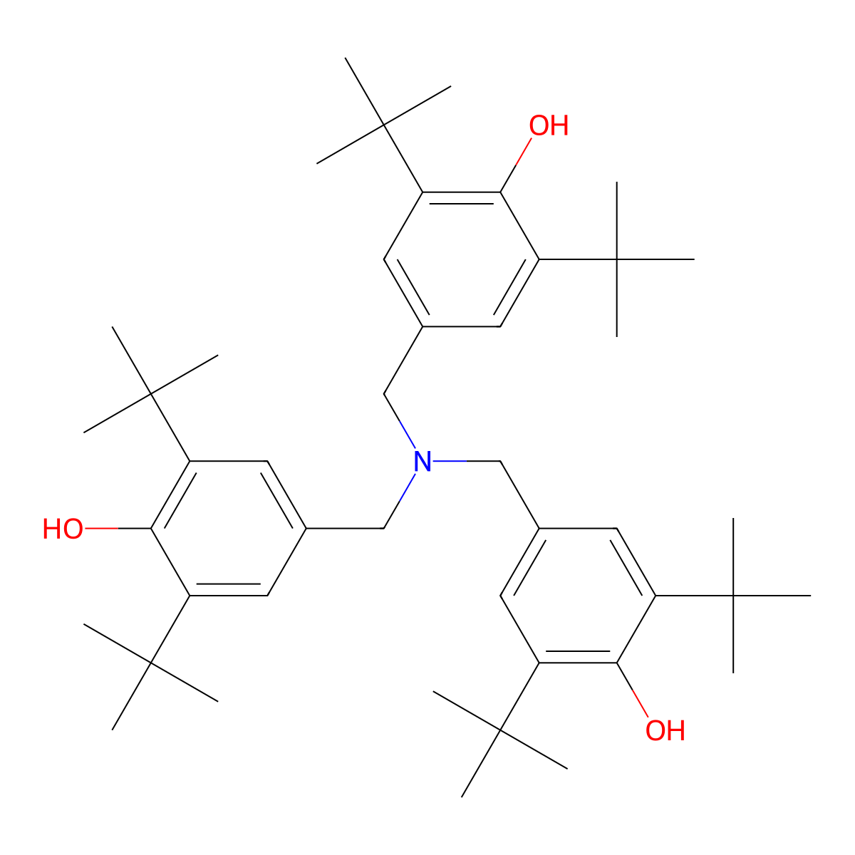 4,4',4''-[Nitrilotris(methylene)]tris[2,6-bis(1,1-dimethylethyl)phenol] molecular structure, CAS 752-60-3