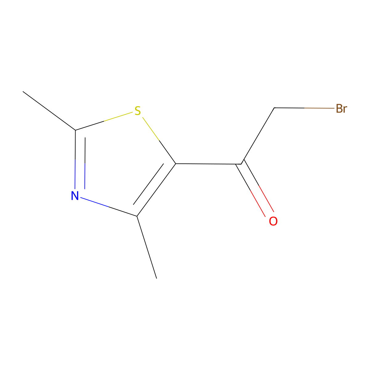 2-Bromo-1-(2,4-dimethyl-1,3-thiazol-5-yl)ethan-1-one molecular structure, CAS 7520-91-4
