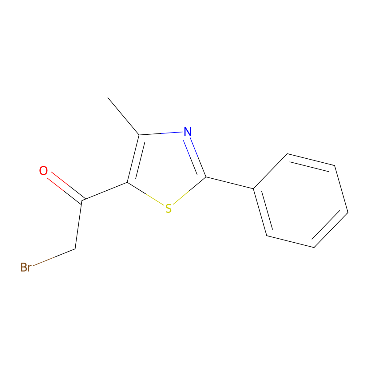 2-Bromo-1-(4-methyl-2-phenyl-1,3-thiazol-5-yl)-1-ethanone molecular structure, CAS 7520-95-8
