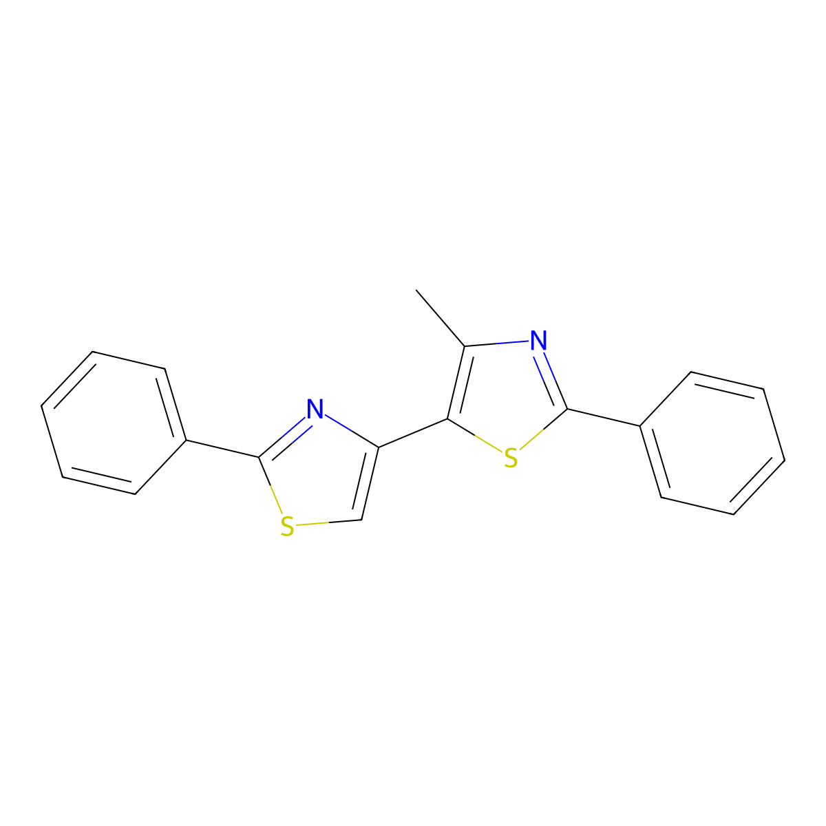 4-Methyl-2-phenyl-5-(2-phenyl-1,3-thiazol-4-yl)-1,3-thiazole molecular structure, CAS 7520-97-0