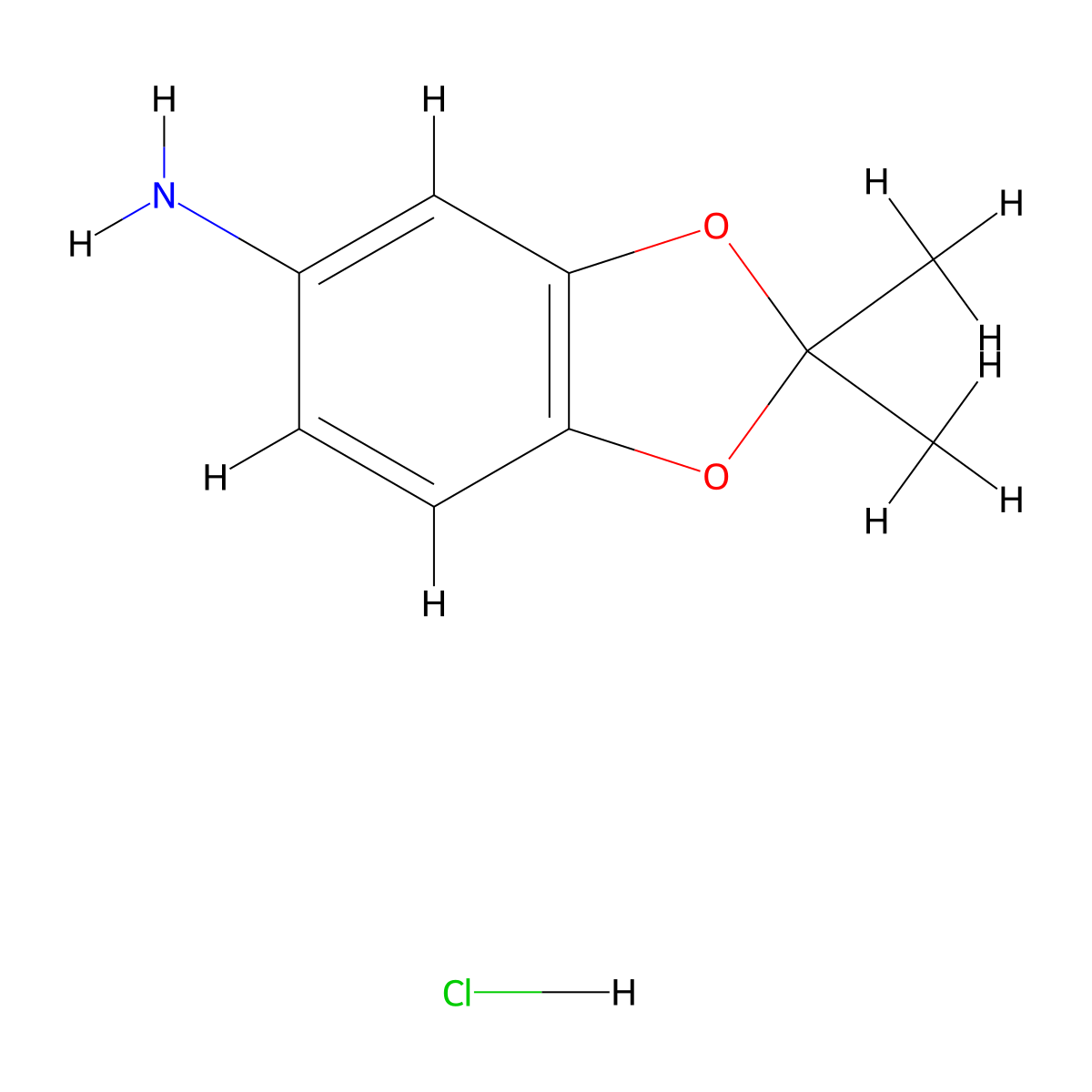 2,2-Dimethyl-2H-1,3-benzodioxol-5-amine--hydrogen chloride (1/1) molecular structure, CAS 75200-79-2