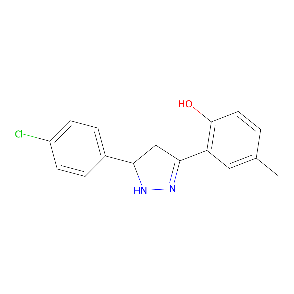 2-[5-(4-chlorophenyl)-4,5-dihydro-1H-pyrazol-3-yl]-4-methylphenol molecular structure, CAS 75201-02-4