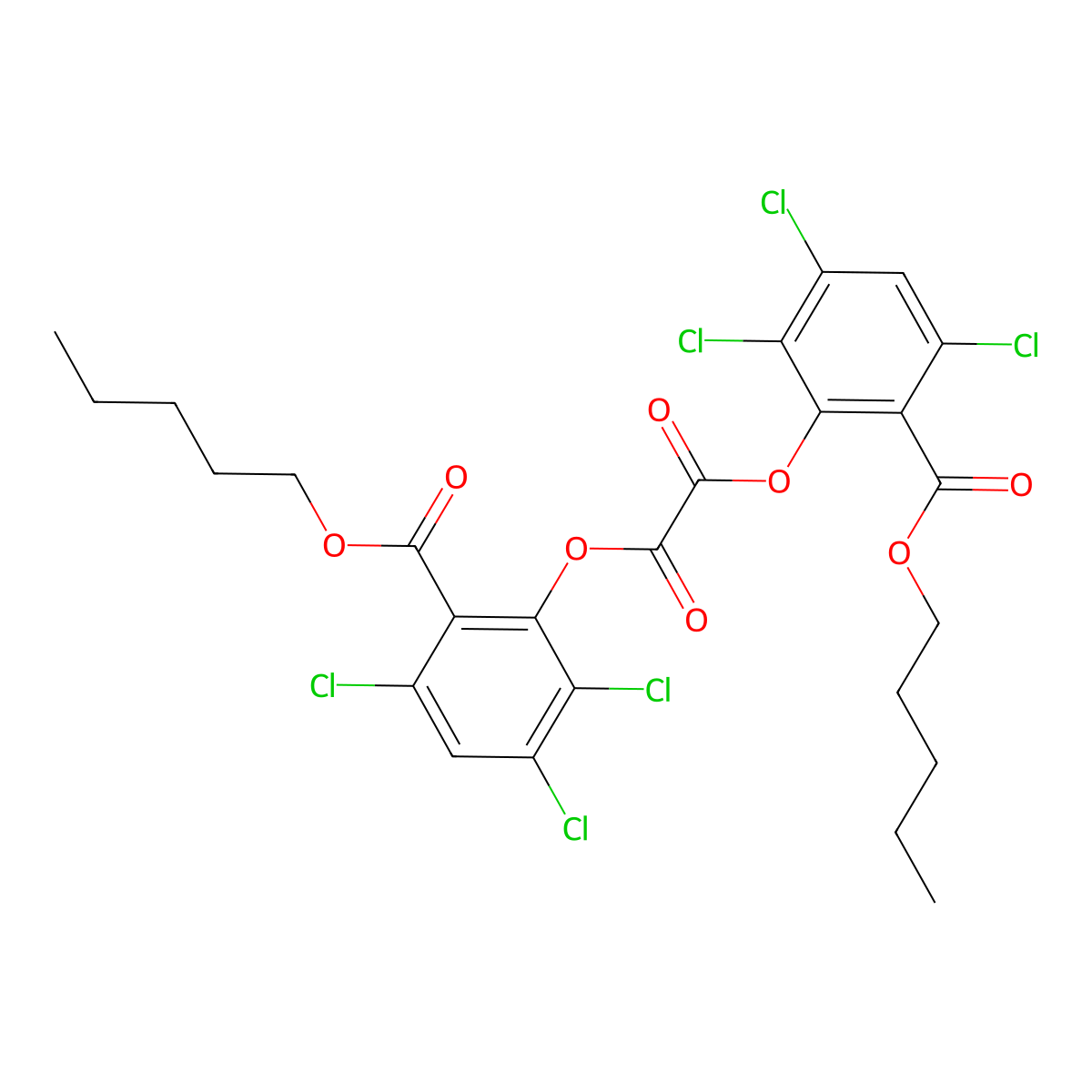 Bis(2,3,5-trichloro-6-((pentyloxy)carbonyl)phenyl) oxalate molecular structure, CAS 75203-51-9