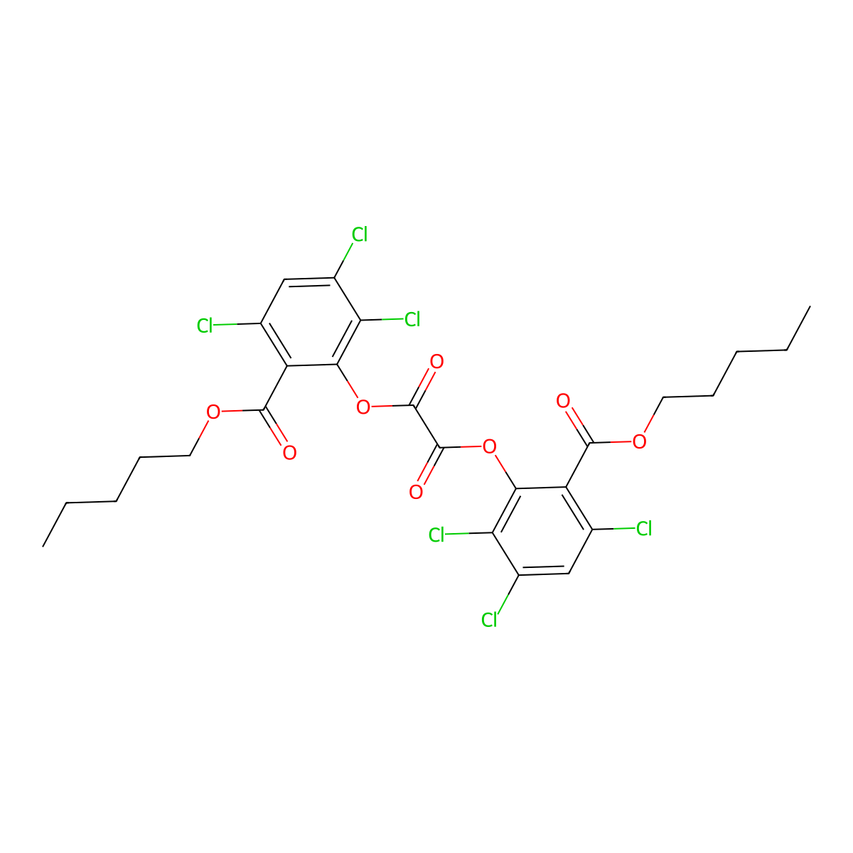 Bis(2,3,5-trichloro-6-((pentyloxy)carbonyl)phenyl) oxalate molecular structure, CAS 75203-51-9