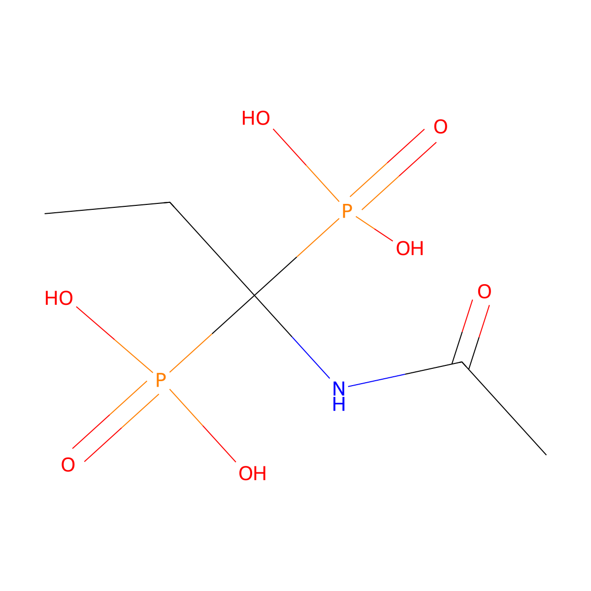 (1-Acetamidopropane-1,1-diyl)bis(phosphonic acid) molecular structure, CAS 75206-88-1