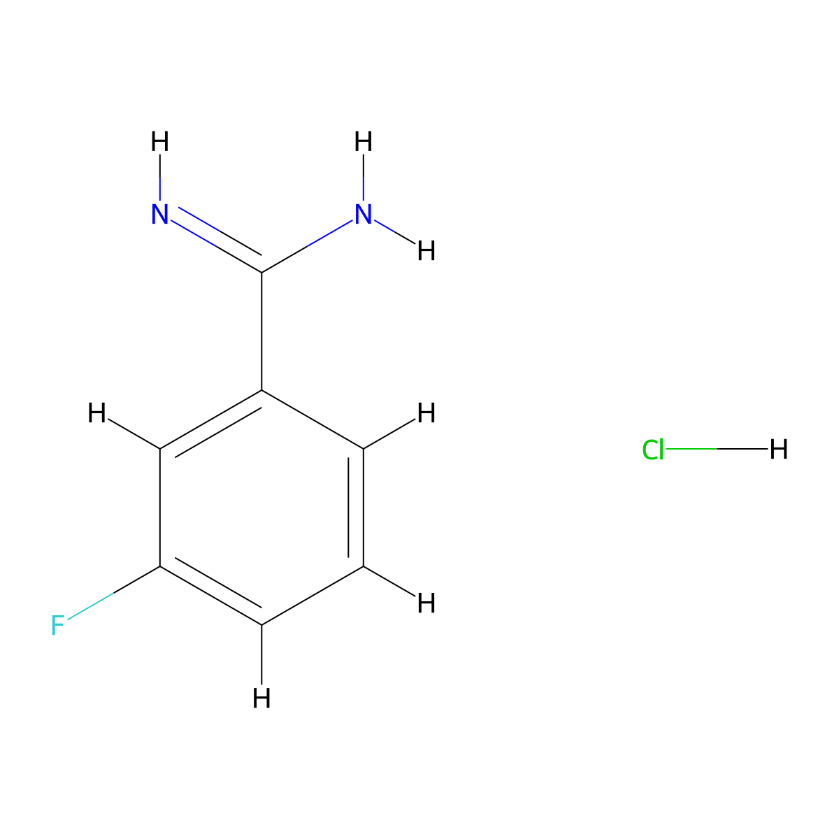 3-Fluorobenzene-1-carboximidamide--hydrogen chloride (1/1) molecular structure, CAS 75207-72-6