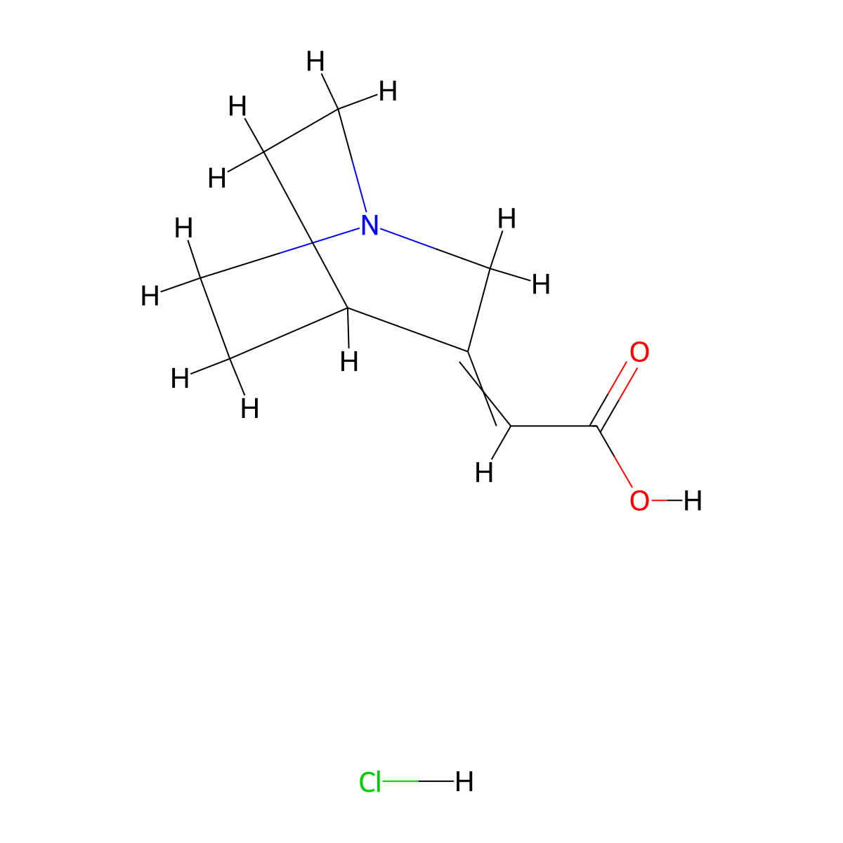 2-(1-Azabicyclo(2.2.2)octan-3-ylidene)acetic acid hydrochloride molecular structure, CAS 75208-44-5