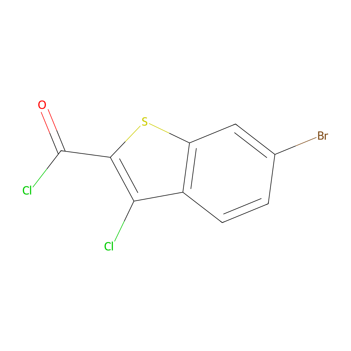 6-Bromo-3-chloro-1-benzothiophene-2-carbonyl chloride molecular structure, CAS 75212-27-0