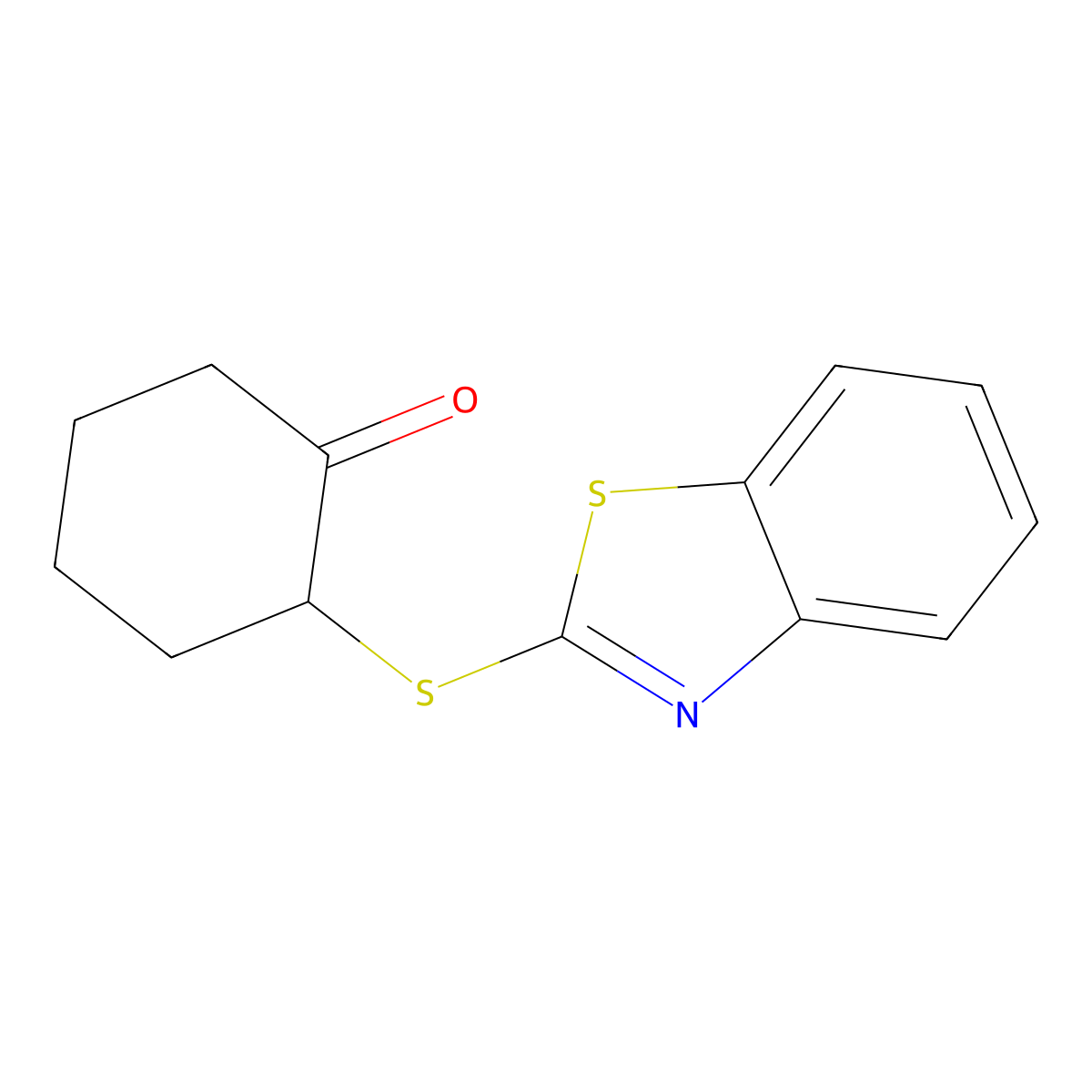 2-(Benzothiazol-2-ylsulfanyl)-cyclohexanone molecular structure, CAS 75219-13-5