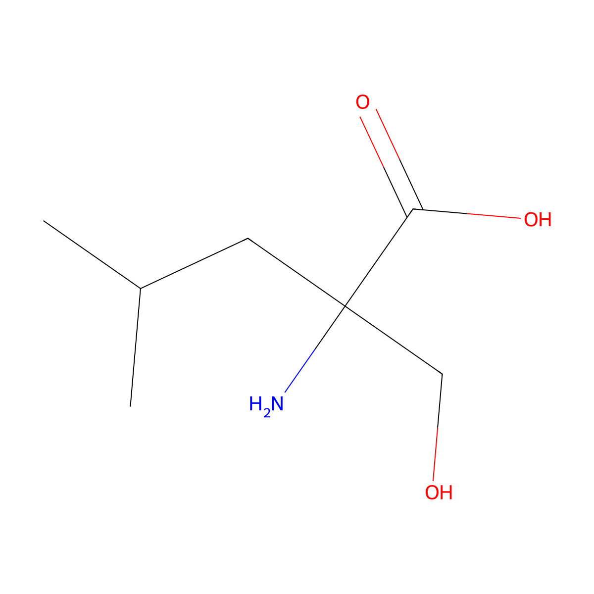 2-Amino-2-(hydroxymethyl)-4-methylpentanoic acid molecular structure, CAS 7522-44-3