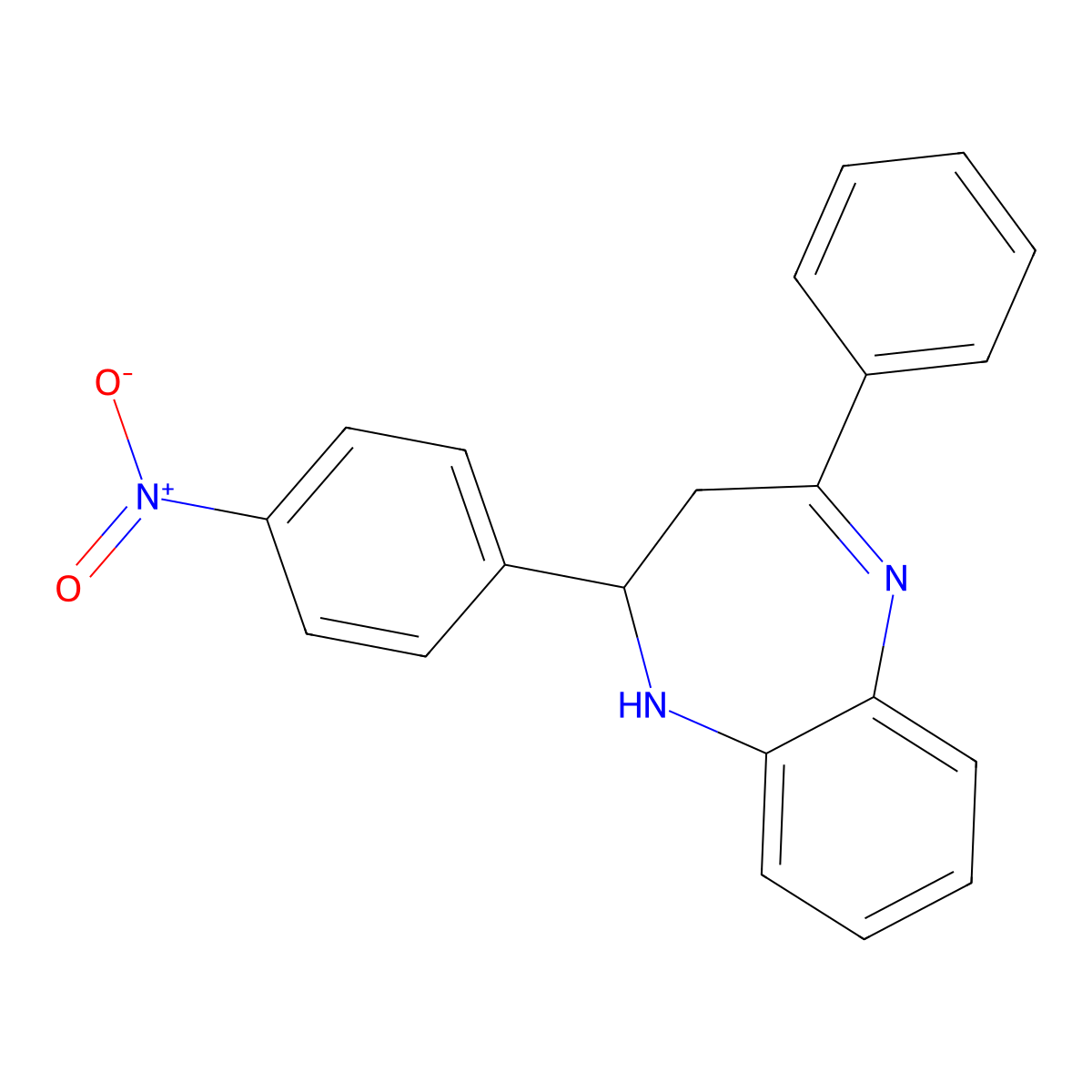 2-(4-nitrophenyl)-4-phenyl-2,3-dihydro-1H-1,5-benzodiazepine molecular structure, CAS 75220-79-0