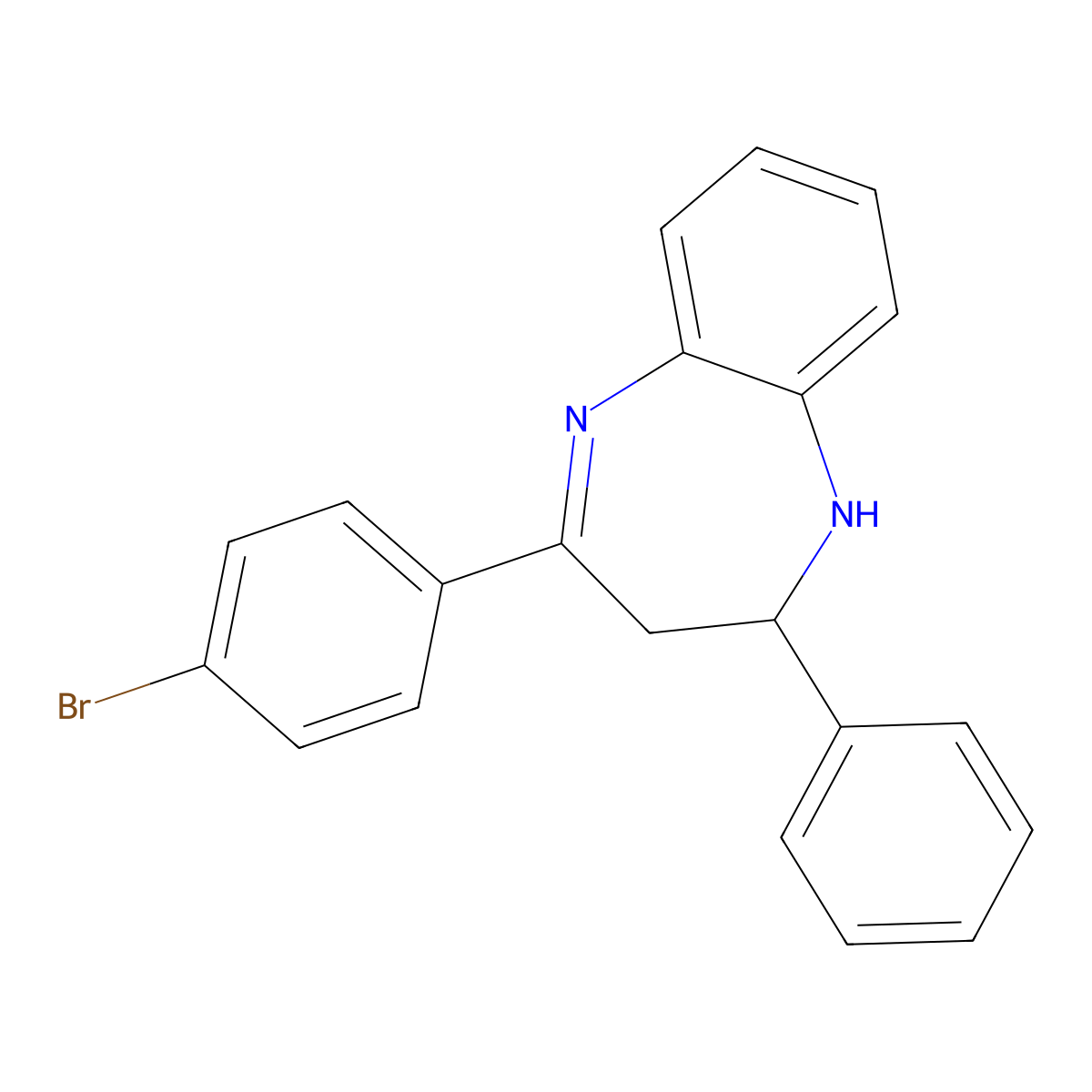 4-(4-bromophenyl)-2-phenyl-2,3-dihydro-1H-1,5-benzodiazepine molecular structure, CAS 75220-83-6