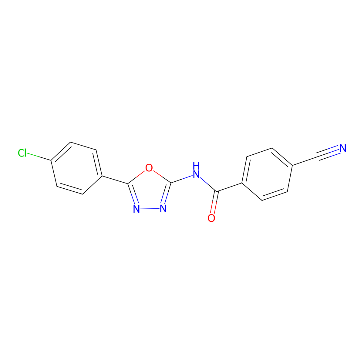 N-[5-(4-chlorophenyl)-1,3,4-oxadiazol-2-yl]-4-cyanobenzamide molecular structure, CAS 752214-64-5