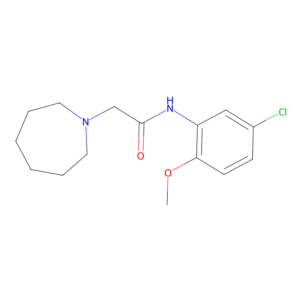 2-(azepan-1-yl)-N-(5-chloro-2-methoxyphenyl)acetamide molecular structure, CAS 752214-91-8