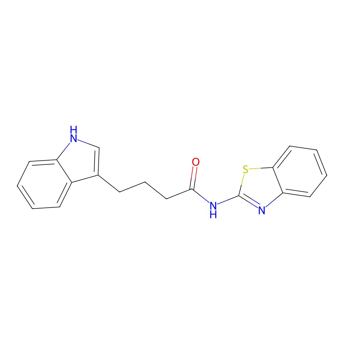 N-(1,3-benzothiazol-2-yl)-4-(1H-indol-3-yl)butanamide molecular structure, CAS 752219-15-1