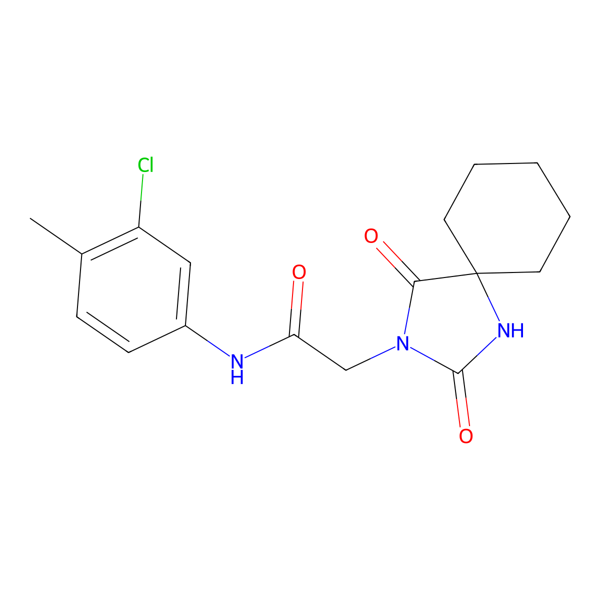 N-(3-chloro-4-methylphenyl)-2-(2,4-dioxo-1,3-diazaspiro[4.5]dec-3-yl)acetamide molecular structure, CAS 752228-01-6