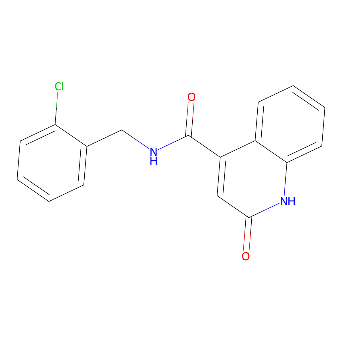 N-[(2-chlorophenyl)methyl]-2-oxo-1H-quinoline-4-carboxamide molecular structure, CAS 752228-61-8