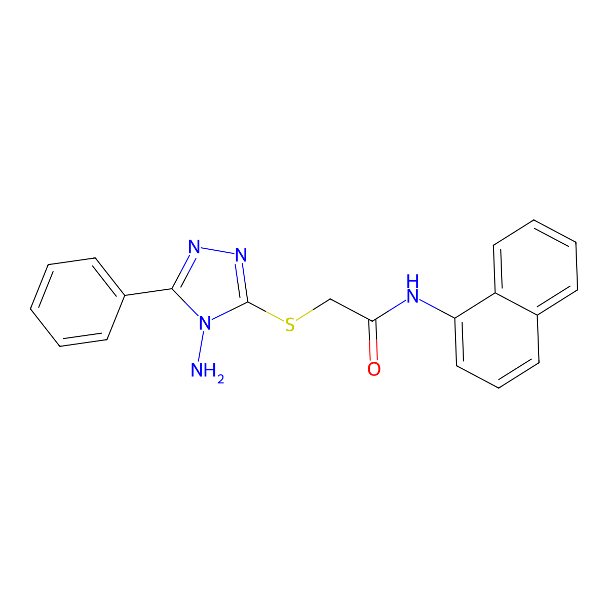 2-[(4-amino-5-phenyl-4H-1,2,4-triazol-3-yl)sulfanyl]-N-(naphthalen-1-yl)acetamide molecular structure, CAS 752230-43-6